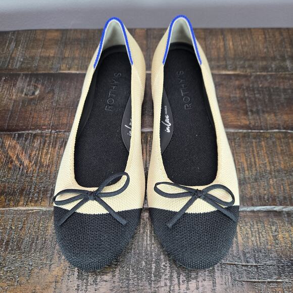 NEW Rothys The Ballet Flat Bow Womens 5 Flats Slip On Ballet Shoes Cream - Picture 2 of 11